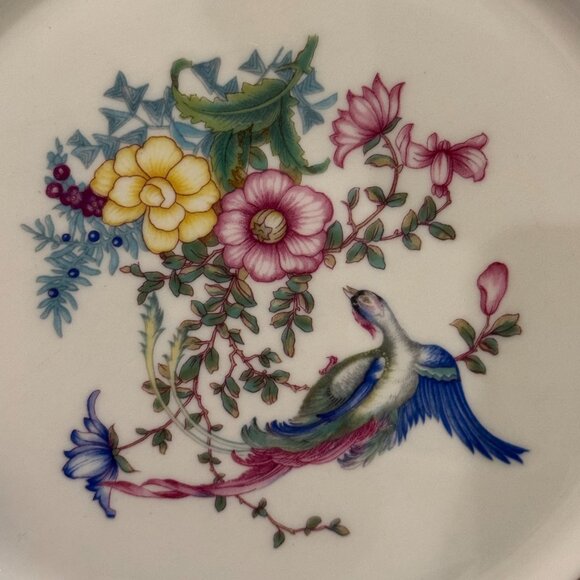 Castleton China six 6 DINNER Plates Phoenix USA Gold Flowers Scalloped Edge Rim - Picture 2 of 16